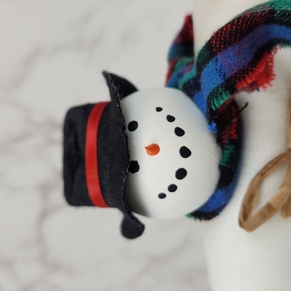 Tabletop Stuffed Snowman Doll with Top Hat and Scarf Winter Christmas Decor - Picture 2 of 11